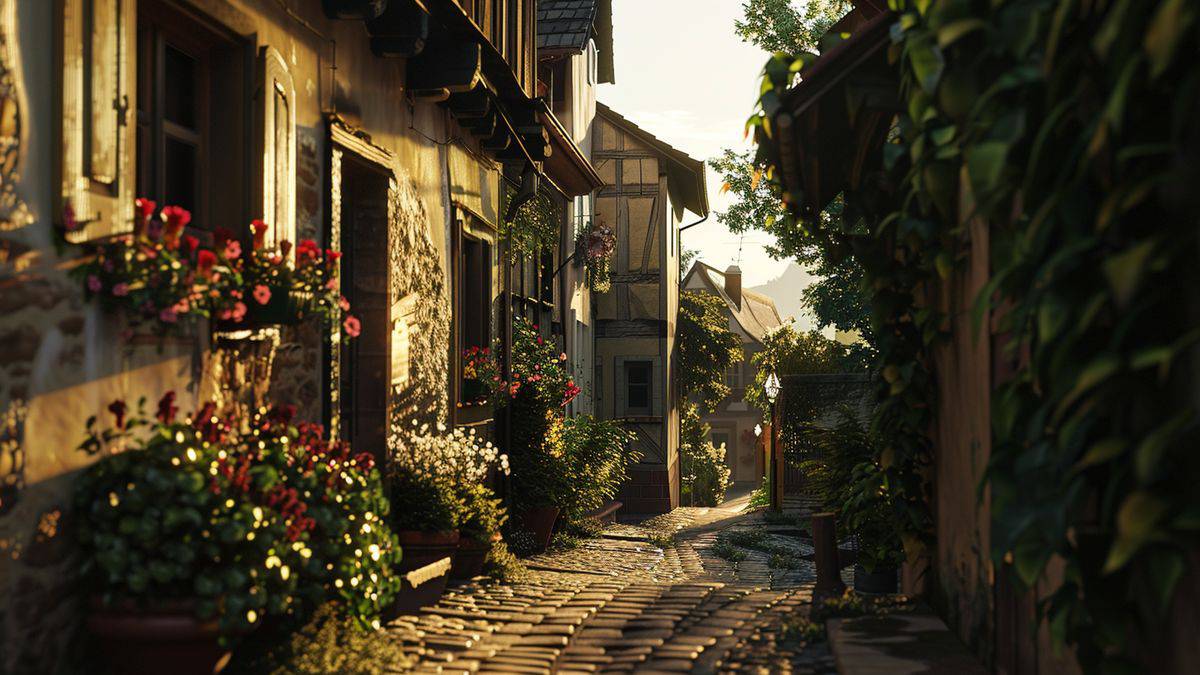 A charming Alsatian street in the picturesque town of Wissembourg