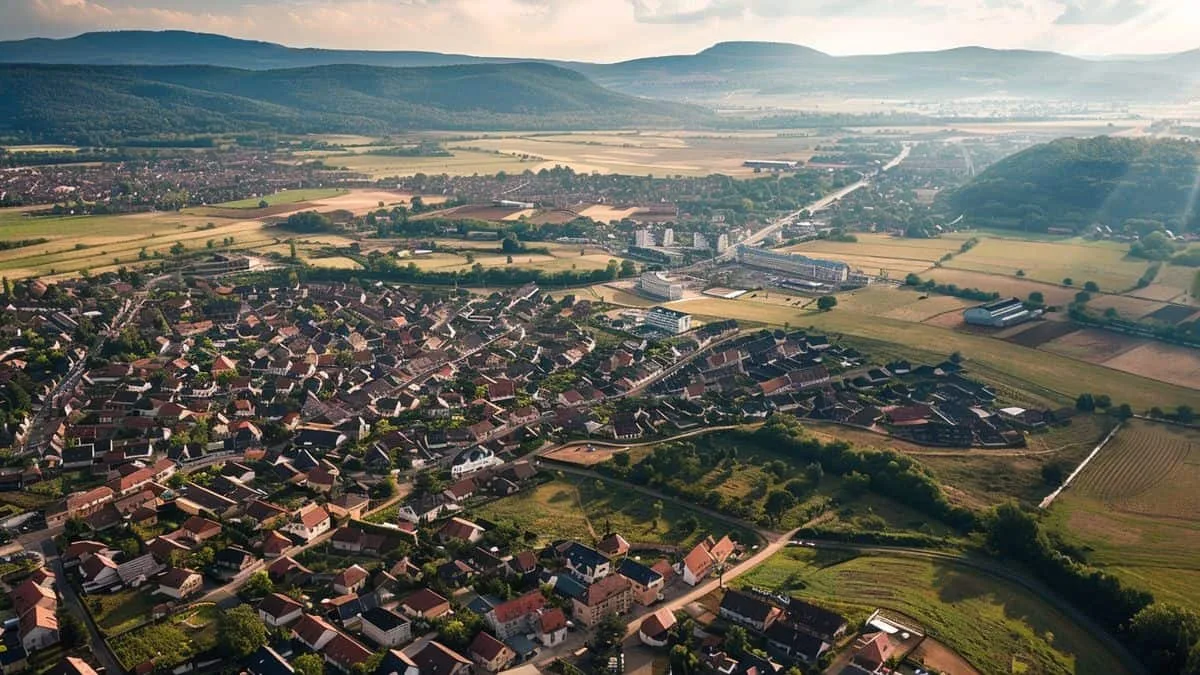 Warum adoptiert die Entwicklungsagentur von Alsace eine vorsichtige Haltung gegenüber Unternehmensinvestitionen? Entdecken Sie die Gründe hier! - Alsace Voyage Luftaufnahme des beeindruckenden Umfangs neuer Investitionsprojekte im Elsass.