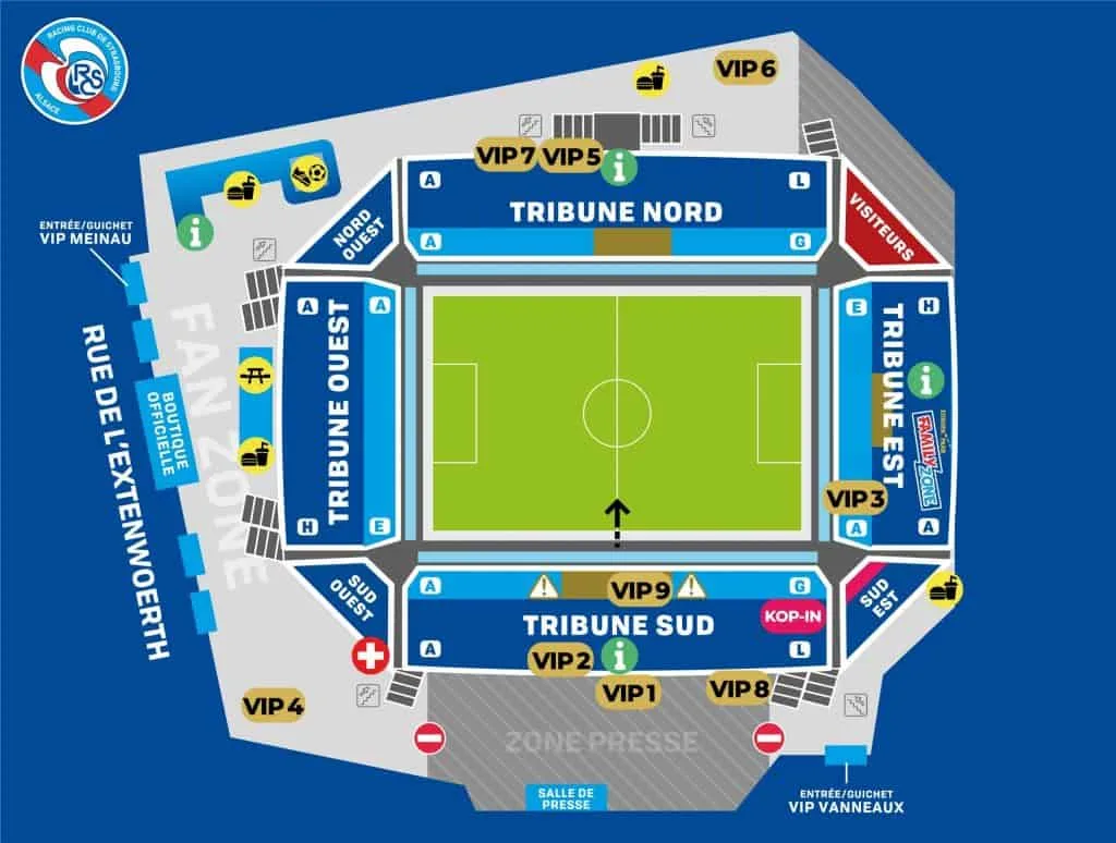 Foot : Strasbourg Angers – Direkt, Uhrzeit und TV-Kanäle ⚽ - Alsace Voyage plan stade de la meinau